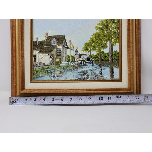 Vintage H. Hargrove Canvas Serigraph Old‎ Time Texaco Gas Station Signed - Picture 6 of 7